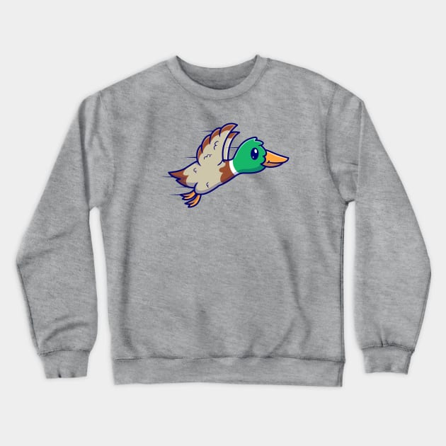 Cute Duck Bird Flying Cartoon Crewneck Sweatshirt by Catalyst Labs